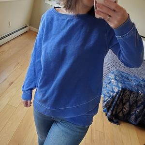 Calvin Klein criss cross hem pullover sweater royal blue